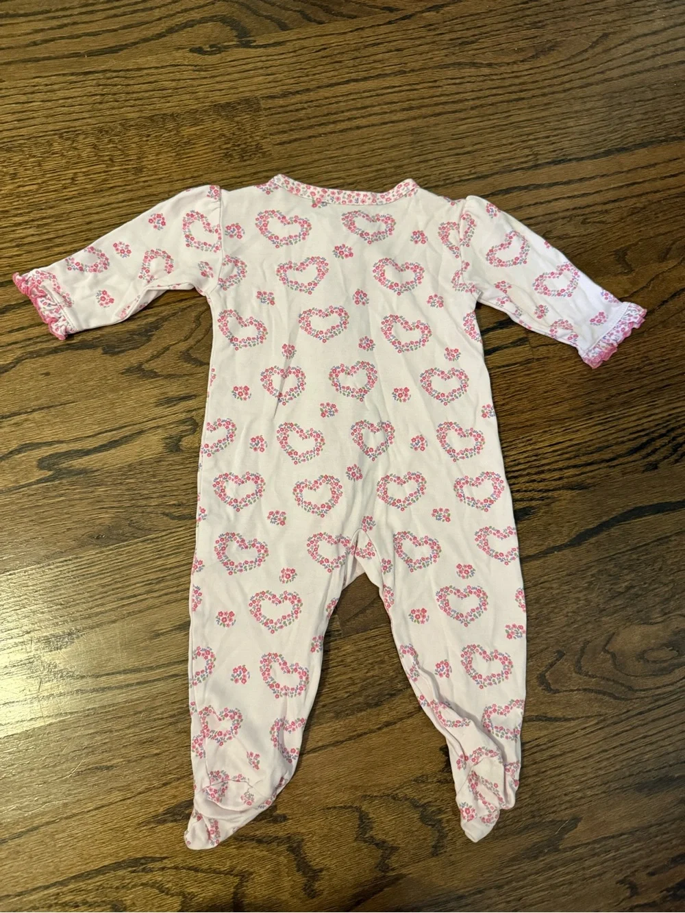 Kissy Kissy Floral Heart Pima Cotton Zipper Footie 3-6M